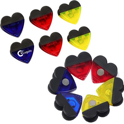 Heart Shape Plastic Multipurpose Clip with Magnetic Back for Refrigerator Note Holder
